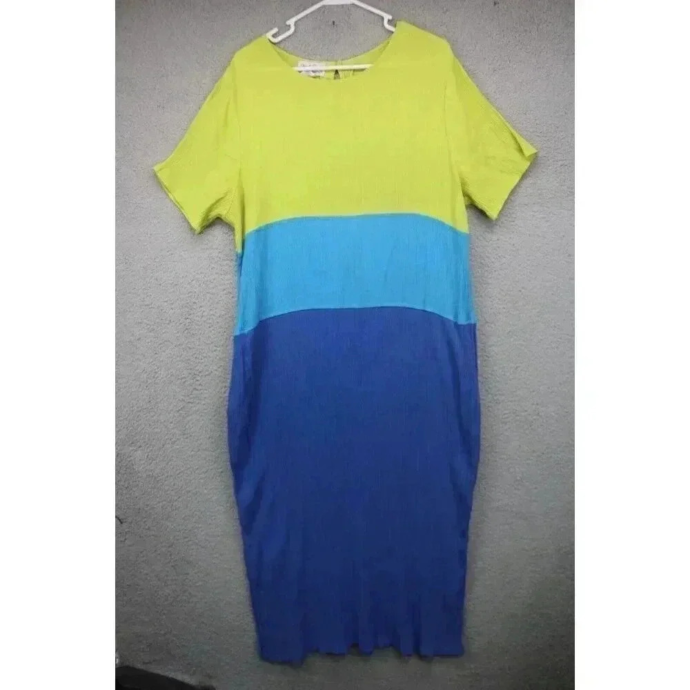 Diane Van Furstenberg "The Color Authority" Color Block Maxi Dress-Size 2X